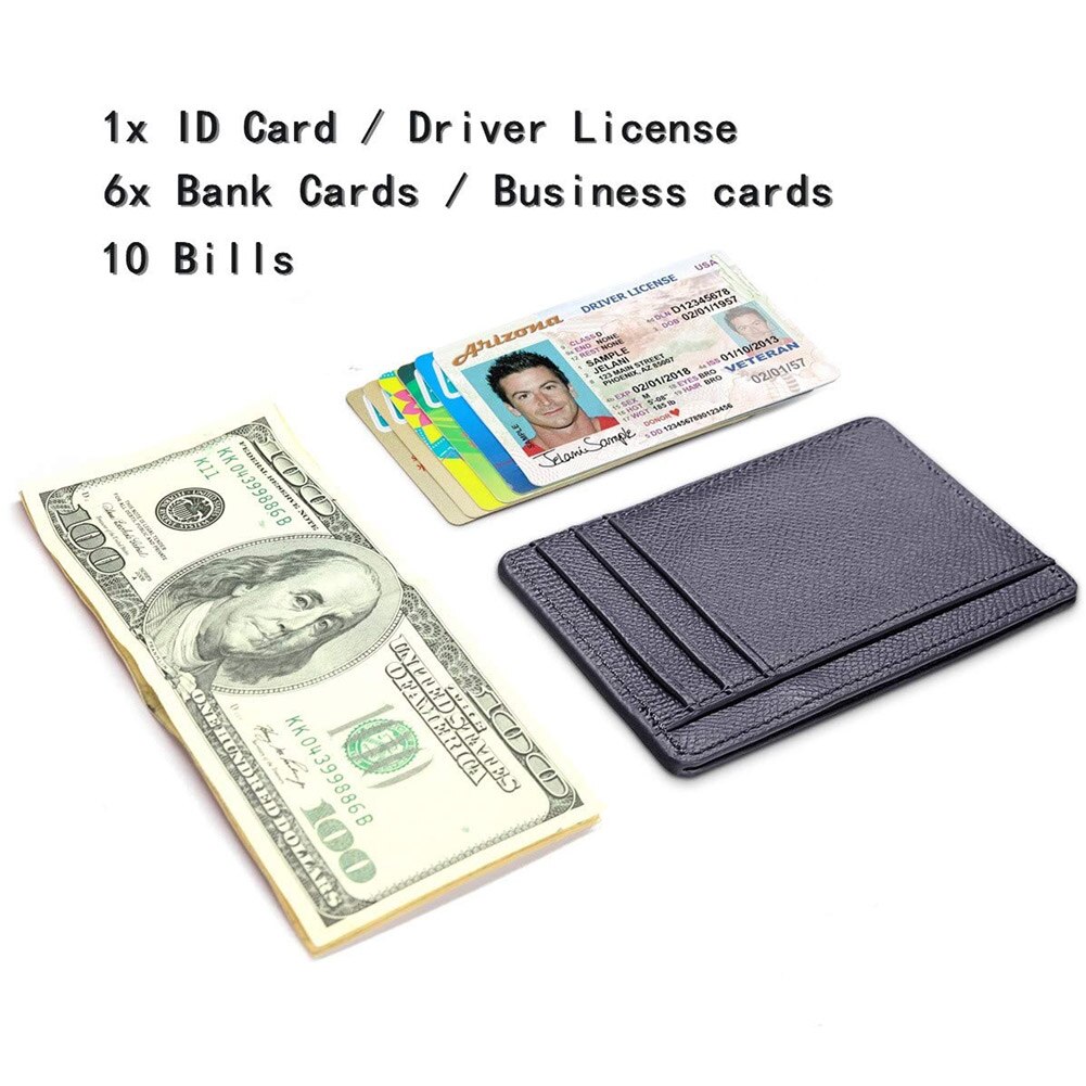 Mannen Kaarthouder Pu Lederen 6 Kaarten Slot Ultradunne Lichee Patroon Portemonnee B99