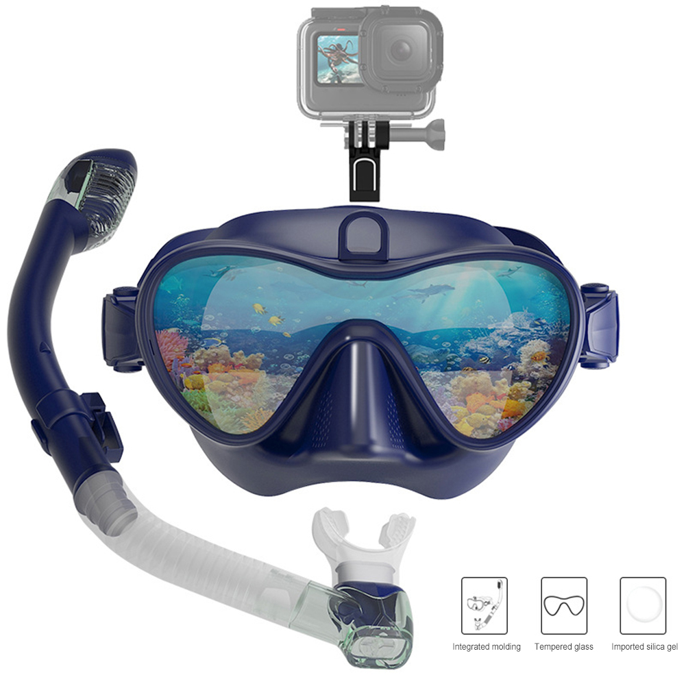 Scuba Masker Snorkel Buis Set Duiken Masker Anti-Fog Zwemmen Snorkelen Bril Met Mount Voor Gopro Onderwater Sport Camera: B