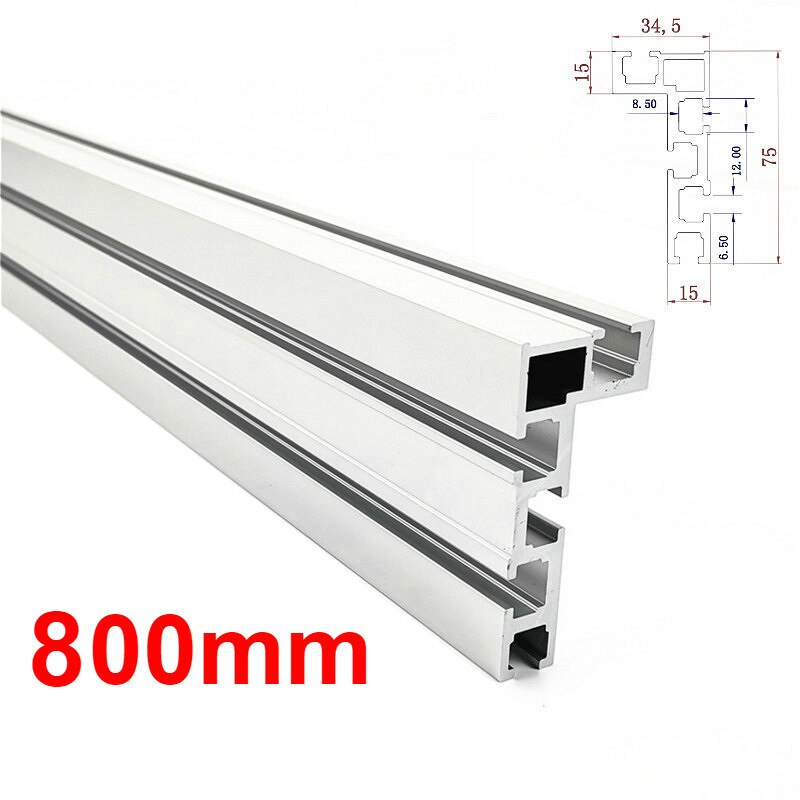 600mm/800mm Aluminium Profile Fence 75mm Height with T-tracks and Sliding Brackets Miter Gauge Fence Connector for Woodworking: 1pc 800mm