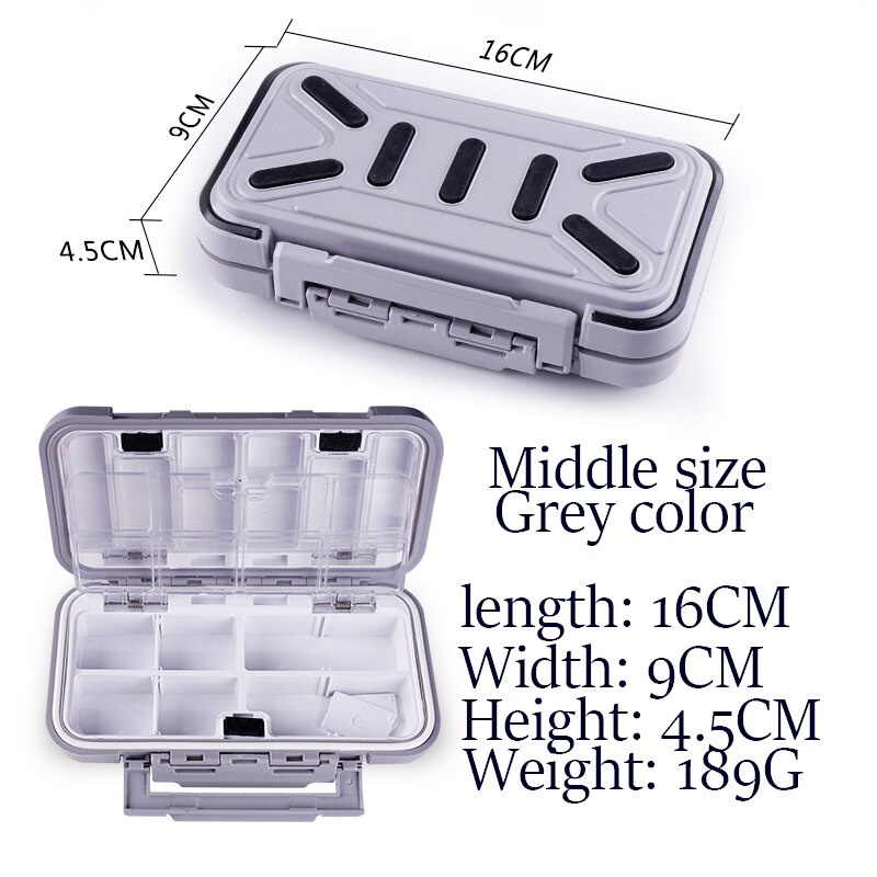 Waterproof Fishing Accessories Protection Box Adjustable Multi Grid Box Double Locking Buckle Fish Accessories Coat Fishing Tool: Grey middle size