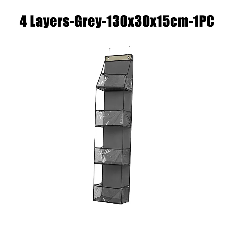 Sobre a porta pendurado despensa organizador de armazenamento pendurado com bolsos de plástico transparente organizador de grande capacidade para armário quarto: Preto
