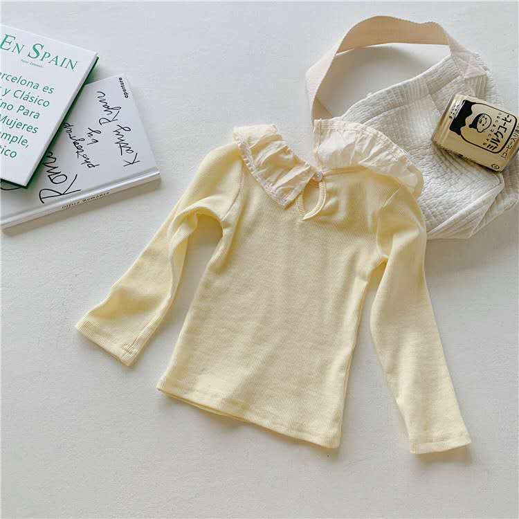 Korean girls lace bottoming shirt children long-sleeved T-shirt round neck autumn and winter tops sweater Western style