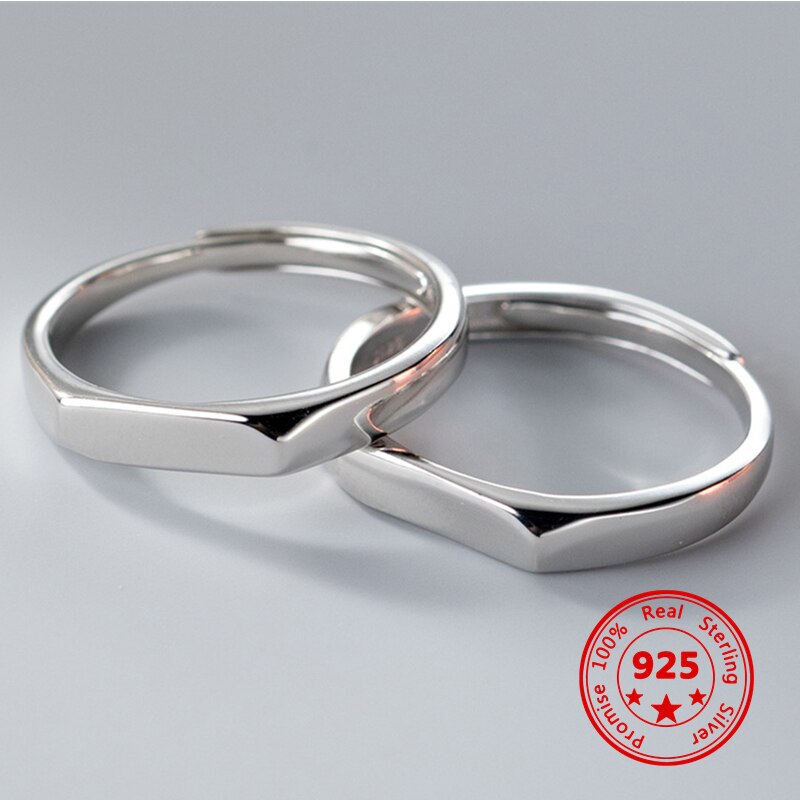 2022 925 silber partnerringe für damen, minimalistisch, schlicht, geometrisches, offenes, verstellbares design, hochzeitsschmuck
