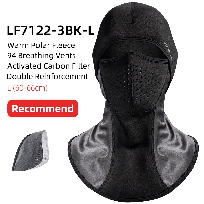 ROCKBROS Winter Warm Halten Winddicht Radfahren Maske Fleece Thermische Radfahren Gesicht Maske Balaclava Ski Maske Angeln Skifahren Hut Headwear: LF7122-3BK-L