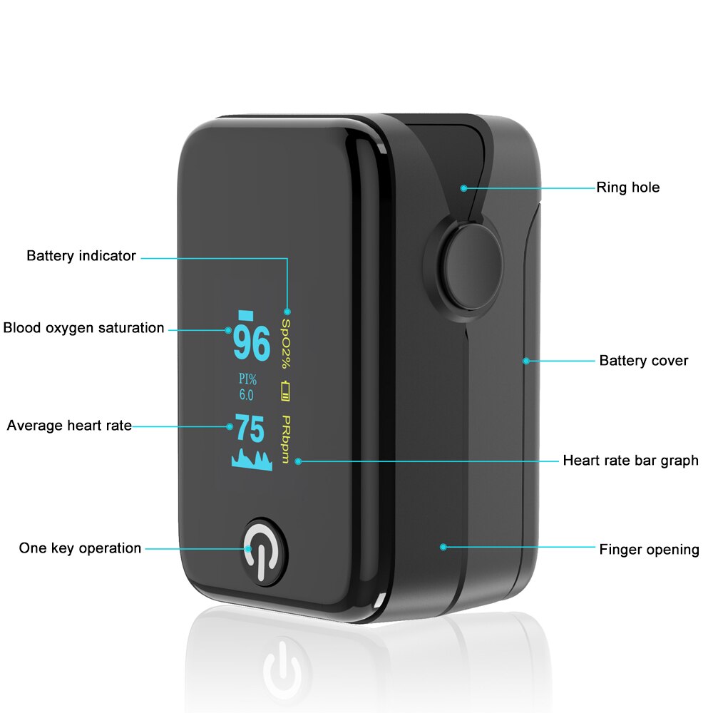 Bluetooth pulsoksymeter oled ganske datautgang fingeroksymetre spo 2 pi pr rr blodoksygenmåler android ios med termometer
