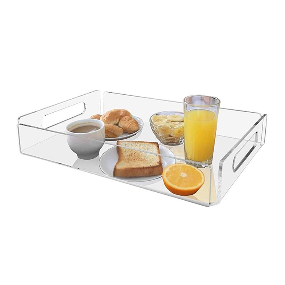 LUGUNU Acrylic tray with handle Transparent acrylic breakfast fruit serving tray Party Visitor kitchen reception tray
