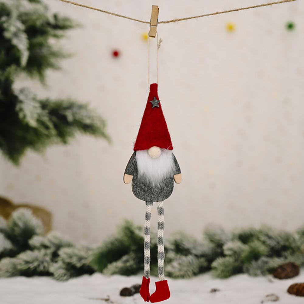 Kerst Decoratie Boom Ornamenten Bos Kerstman Opknoping Benen Faceless Pop Hanger Houten Kerst Dwerg Pop