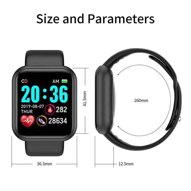 Montre connectée Y68 pour hommes et femmes, étanche, moniteur de fréquence cardiaque, de pression artérielle, Bluetooth, pour Android IOS