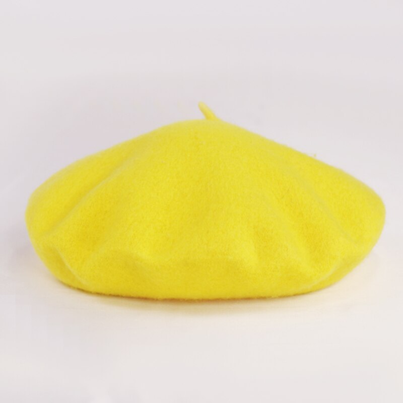 Damer gul hat afslappet vild uld baret hat frisk og malerhue let tavle græskar hat trucker hat: Lysegul