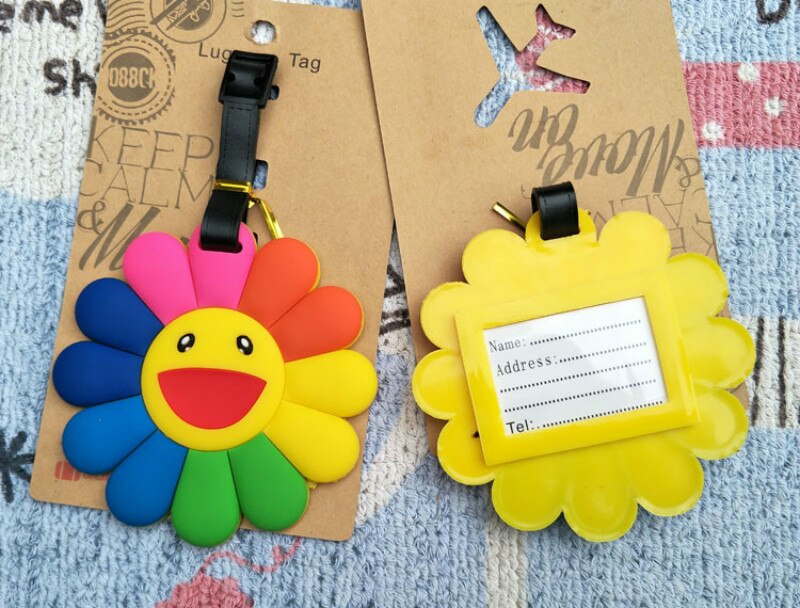 Girasoli colorati etichetta per bagagli accessori da viaggio Gel di silice PVC valigia morbida ID indirizzo indirizzo etichetta per imbarco bagagli