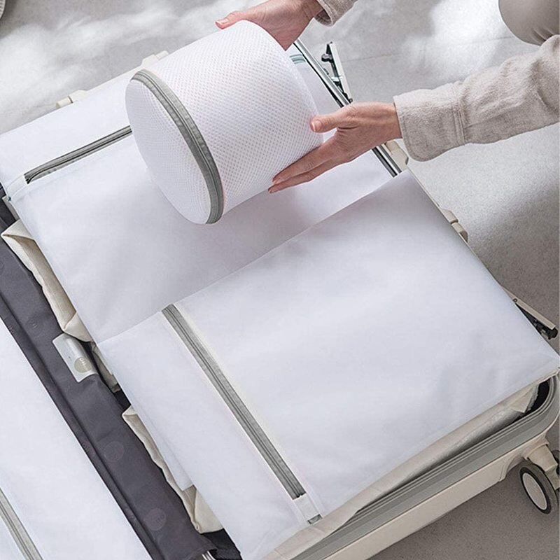 Sacchetti di lavaggio a rete con cerniera grigia borsa per lavatrice per uso domestico per biancheria intima per biancheria calze per reggiseno organizzatore di vestiti sporchi cesto per biancheria