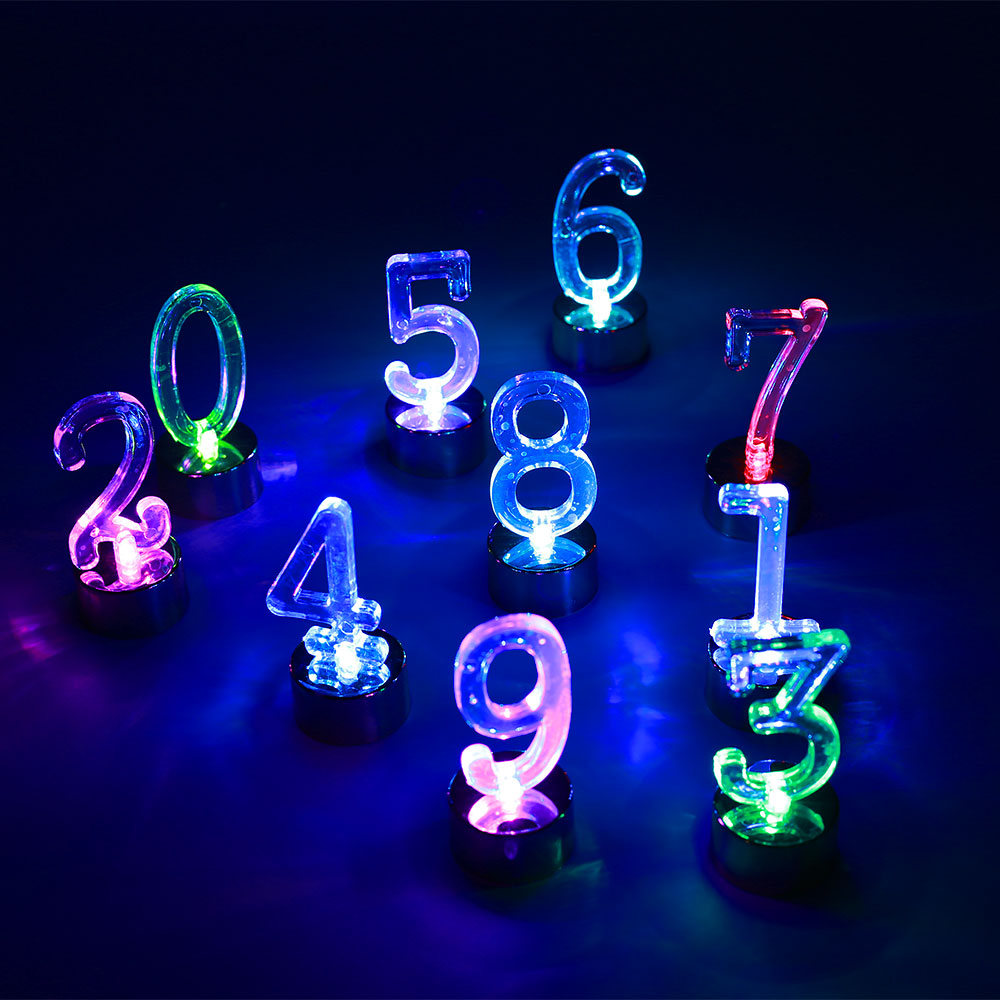 Bougie à lumière LED pour anniversaire, chiffres 0-9, lettres décoratives, lampe à changement automatique, sans flamme, lumières décoratives pour anniversaire,