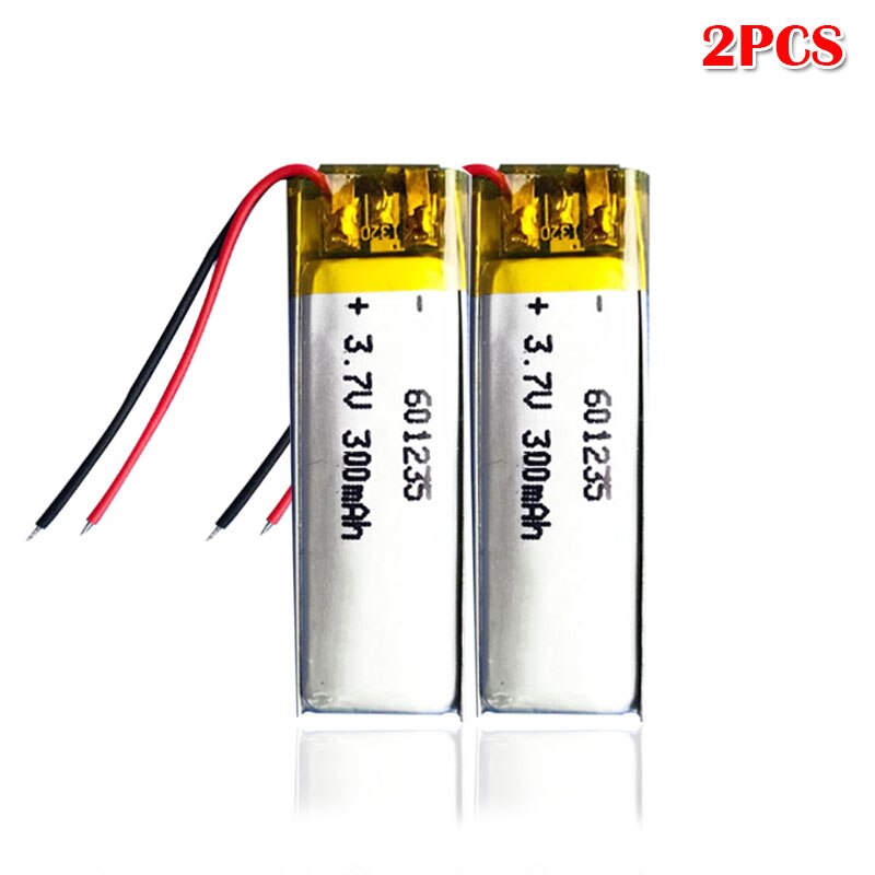 3.7V 300Mah 601235 Lithium Polymer Oplaadbare Batterij Voor MP3 Dvc Dvr Gps Bluetooth Headset Rijden Recorder Li-po Ion Cellen: 2pcs