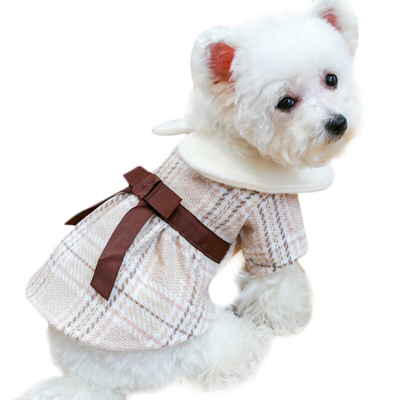 Vestidos para perros con bonito lazo para mascotas, falda, ropa para cachorros, de boda, vestido de princesa, Chihuahua, Yorkshire, traje cálido, Otoño e Invierno