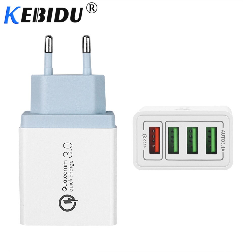 Kebidu USB Charger Quick Charge 3.0 Fast Charger QC3.0 Multi Plug Adapter Wall Mobile Phone Charger For iPhone Samsung Xiaomi