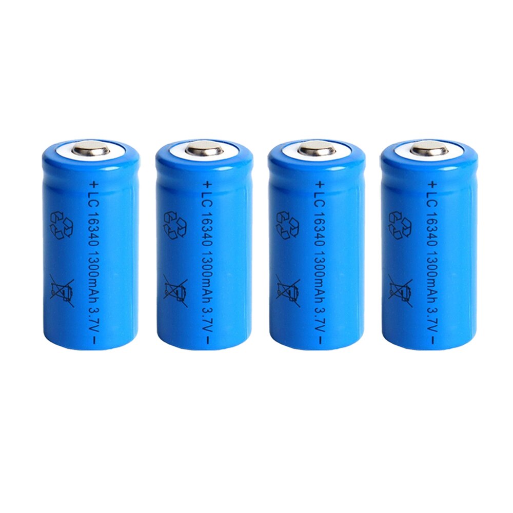 16340 3,7 V 1300mAh Li-ion batería recargable CR123A para linterna LED cargador de pared de viaje para batería 16340 CR123A 1-20 Uds.: 4pcs