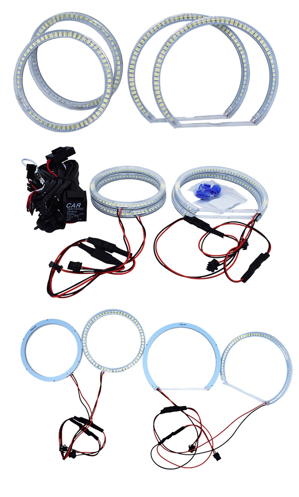 Biała dioda doprowadziło SMD anioł oczy bawełniana lekka aureola pierścionki dla BMW E90 3seria 2X(131mm + 106mm) reflektory samochodowe akcesoria robić lampa DRL