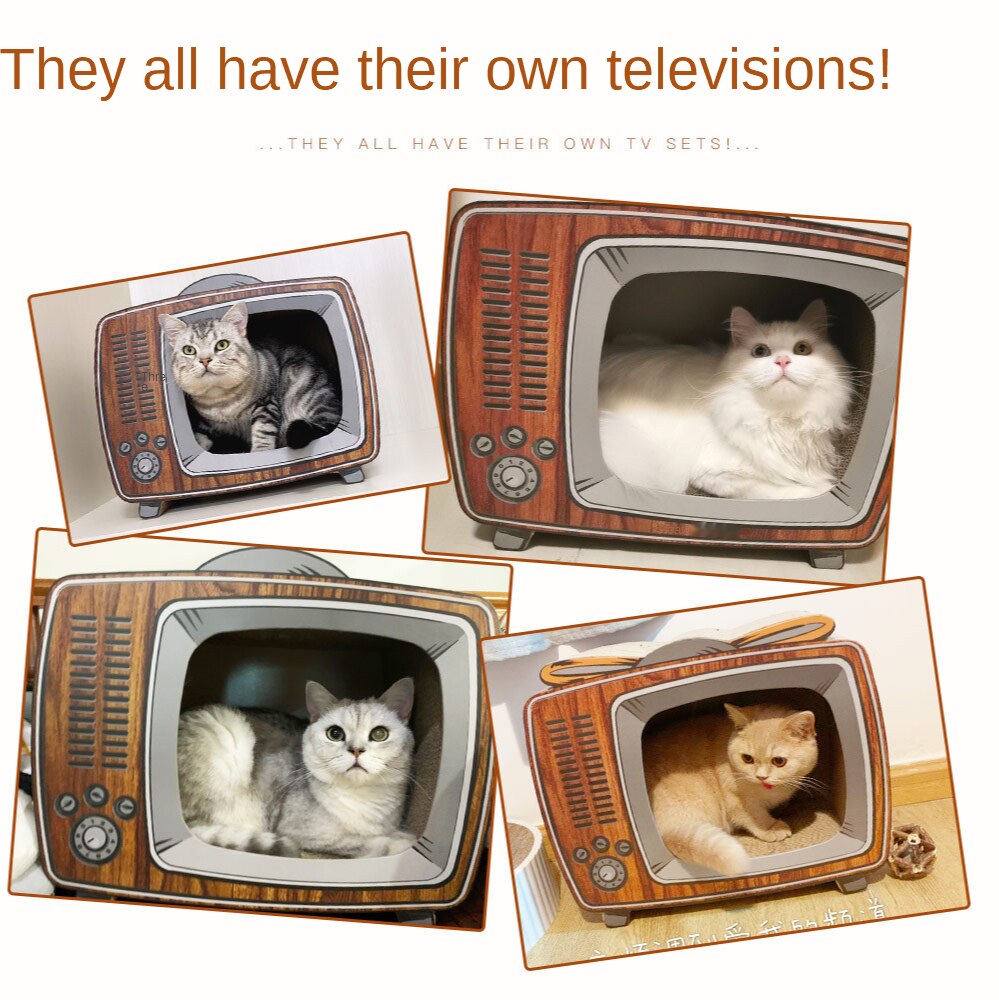 Radio/TV Cat Scratch Board Cats Beds And Houses Cat's House Cat Scratcher Scraper House For Cats Nail Scratcher Pet Toys Cat Bed