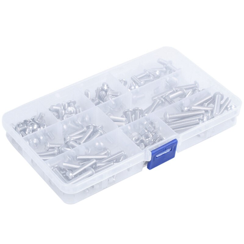 150Pcs M5 Button Head Hex Socket Head Cap Bolts Screws Nuts &amp; 170Pcs M4 Hex Socket Button Head Screw Nut
