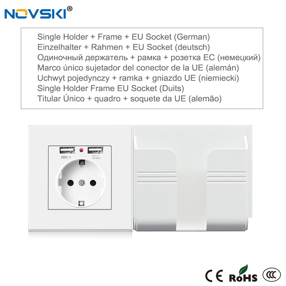 Novski розетка usb vägguttag mobiltelefonhållare, smartphone usb-laddningsställ hållare android ios telefon 12 hållare: Hållare tysk pc