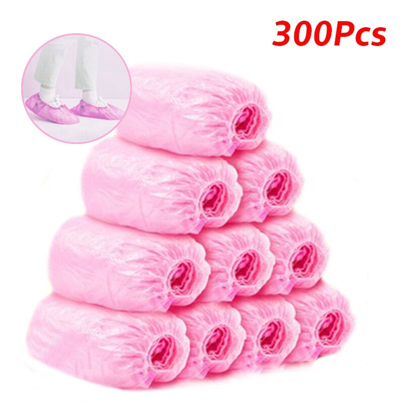 100Stck Einweg Kunststoff Dicken Regnerischen Schild Anti wasser Unterhose Sicherheit Schuh Abdeckung HäNutzer Boden Teppich Sauber Arbeit Schutz Stiefel schuhe: 300Stck-Rosa