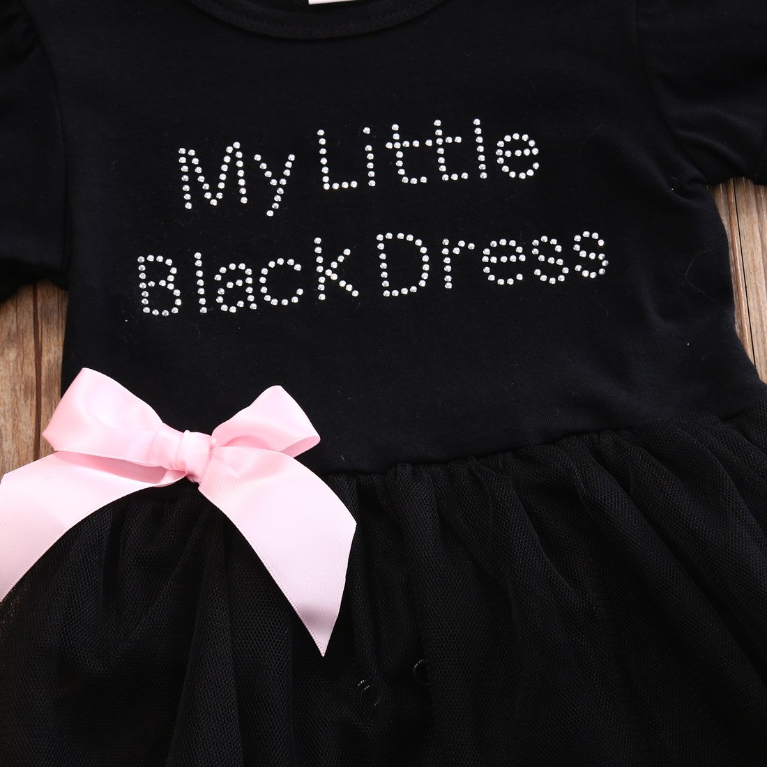 My Little Black Dress Infant Baby Girls Short Sleeve Tutu Dress Lace Bowknot Mini Party Dress