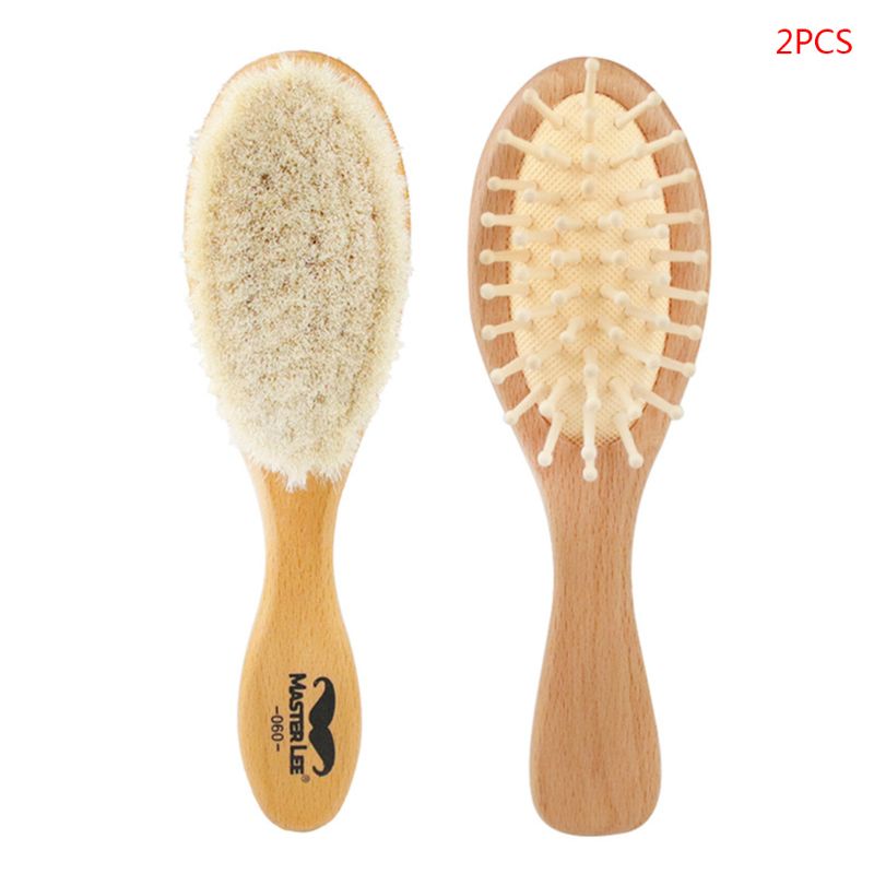 Holz Baby Haar Pinsel + Kamm einstellen Perfekte Baby Dusche für Neugeborene Kleinkinder 19QF