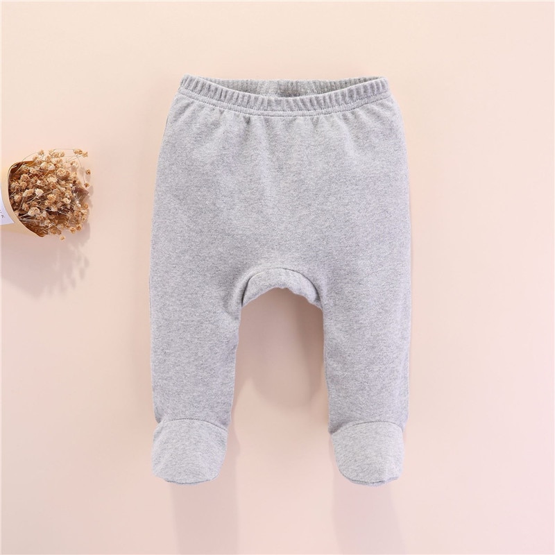 Newborn Baby Footed Pants Cotton Baby Boy Pants Solid Baby Girls Pants Unisex Bottom PP Pants Infant Long Trousers