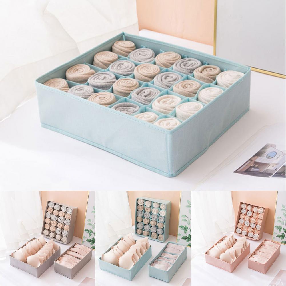 6/7/24 Grids Underwear Storage Drawer Organizer Non Woven Fabric Drawer Divider Box for Bra Socks Clothes Organizer Storage Box