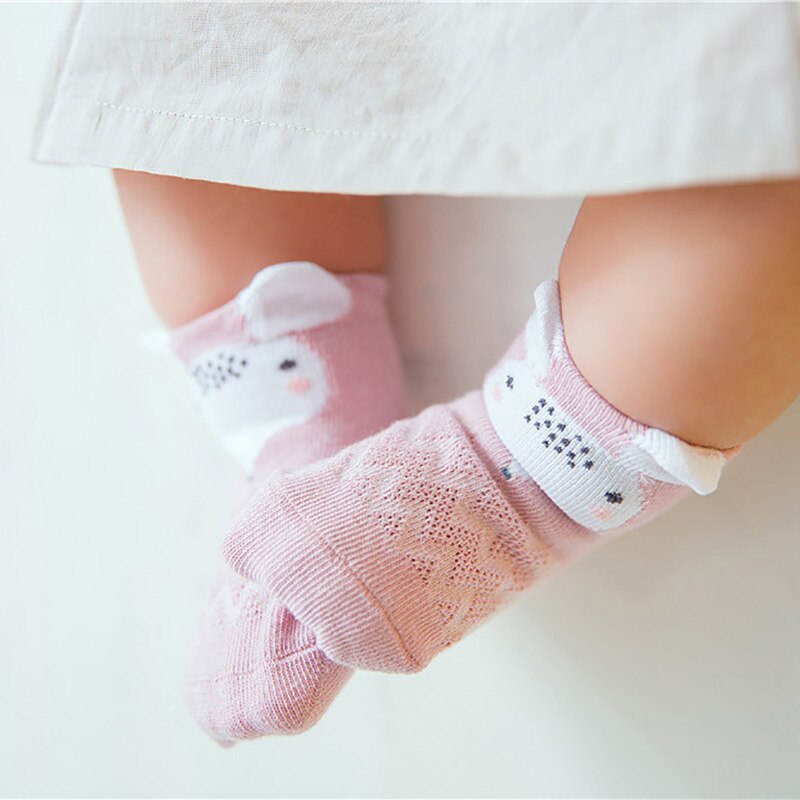Chaussettes d'été en coton pour enfants | 5 couleurs/lot, en maille, pour bébés garçons et filles, chaussettes à motif de dessin animé, chaussettes minces pour enfants