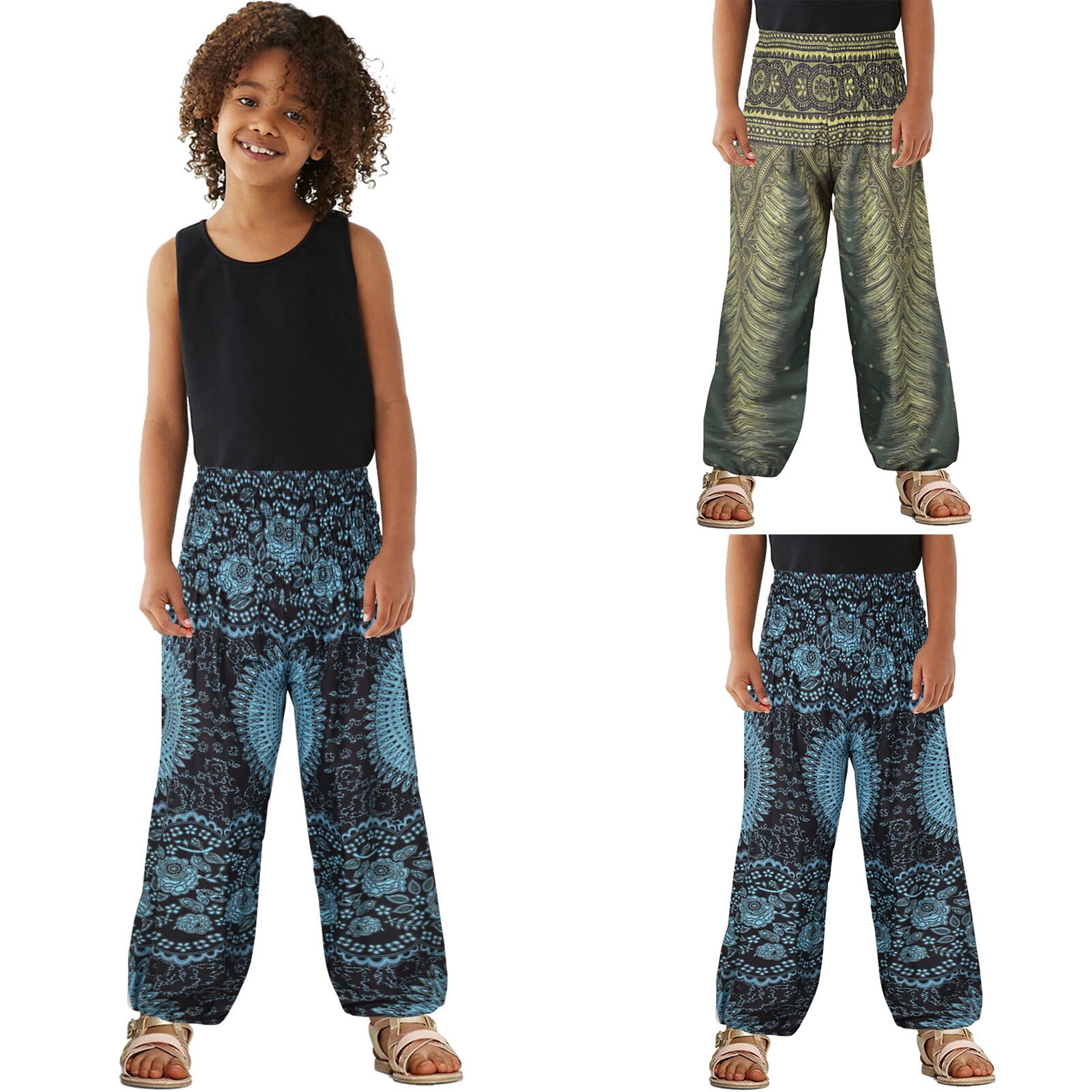 Leggings per ragazze pantaloni per bambini estate 2022 nuovi pantaloni da Yoga per bambini con stampa Boho pantaloni larghi per ragazze Hippy abbigliamento Casual da spiaggia per bambini
