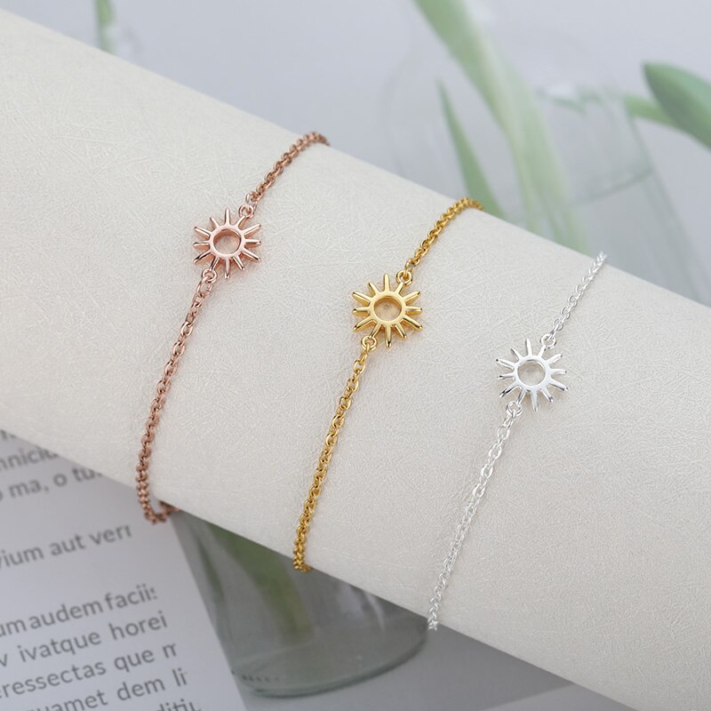 Schmuck Sonne Hohl Paar Armbänder Für Frauen Edelstahl Kette Armbinde Jahrgang Sonnenblumen Fußkettchen Boho Fuß Zubehör