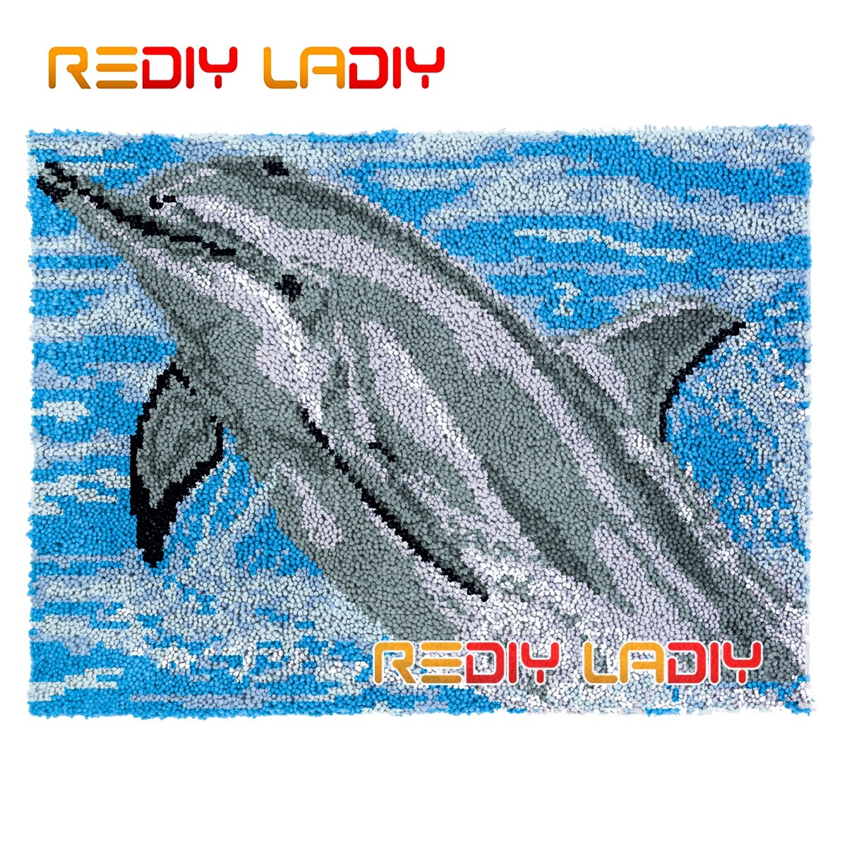 Tapis mural en peluche avec crochet à loquet, tapis de jeu avec dauphin, tapis de bricolage, fil épais, coussin d'art, crochet, tapis de sol, décoration de maison,