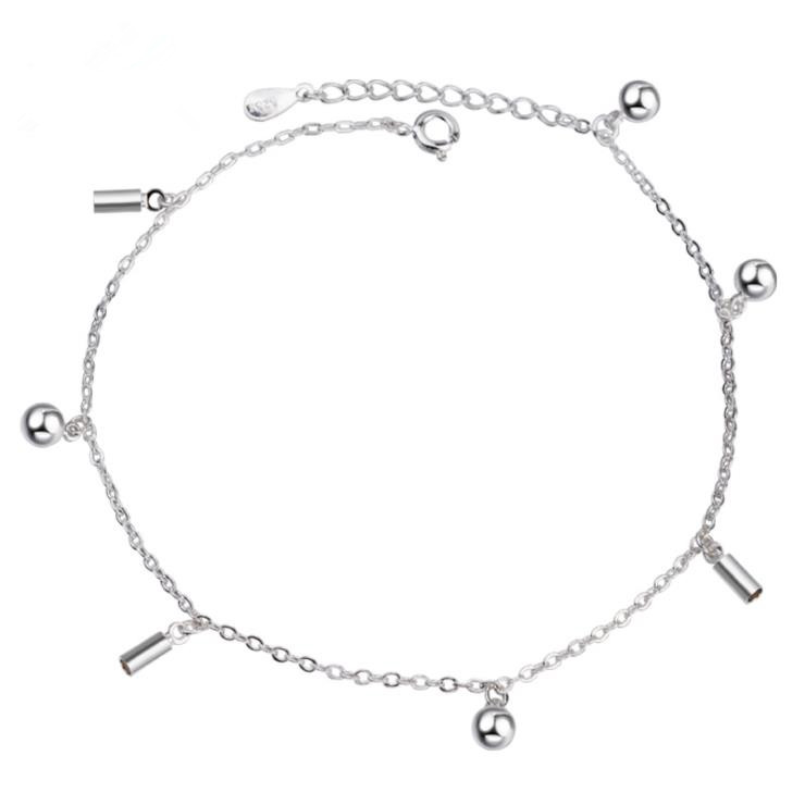 KOFSAC été brillant perles rondes cloches cheville chaîne Bracelet 925 en argent Sterling bracelets de cheville pour les femmes bijoux fille meilleurs