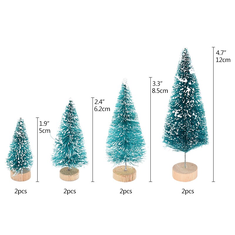 8Pcs DIY Christmas Tree Ornaments Sisal Silk Mini Pine Tree Christmas Decoration For Home Navidad Xmas Year Decor Kids