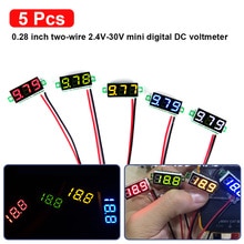5Pcs Mini Digitale Dc Voltmeter 0.28 Inch Twee-Draad 2.5V-30V Mini Digitale Dc Voltmeter voltage Tester Meter 5 Kleuren