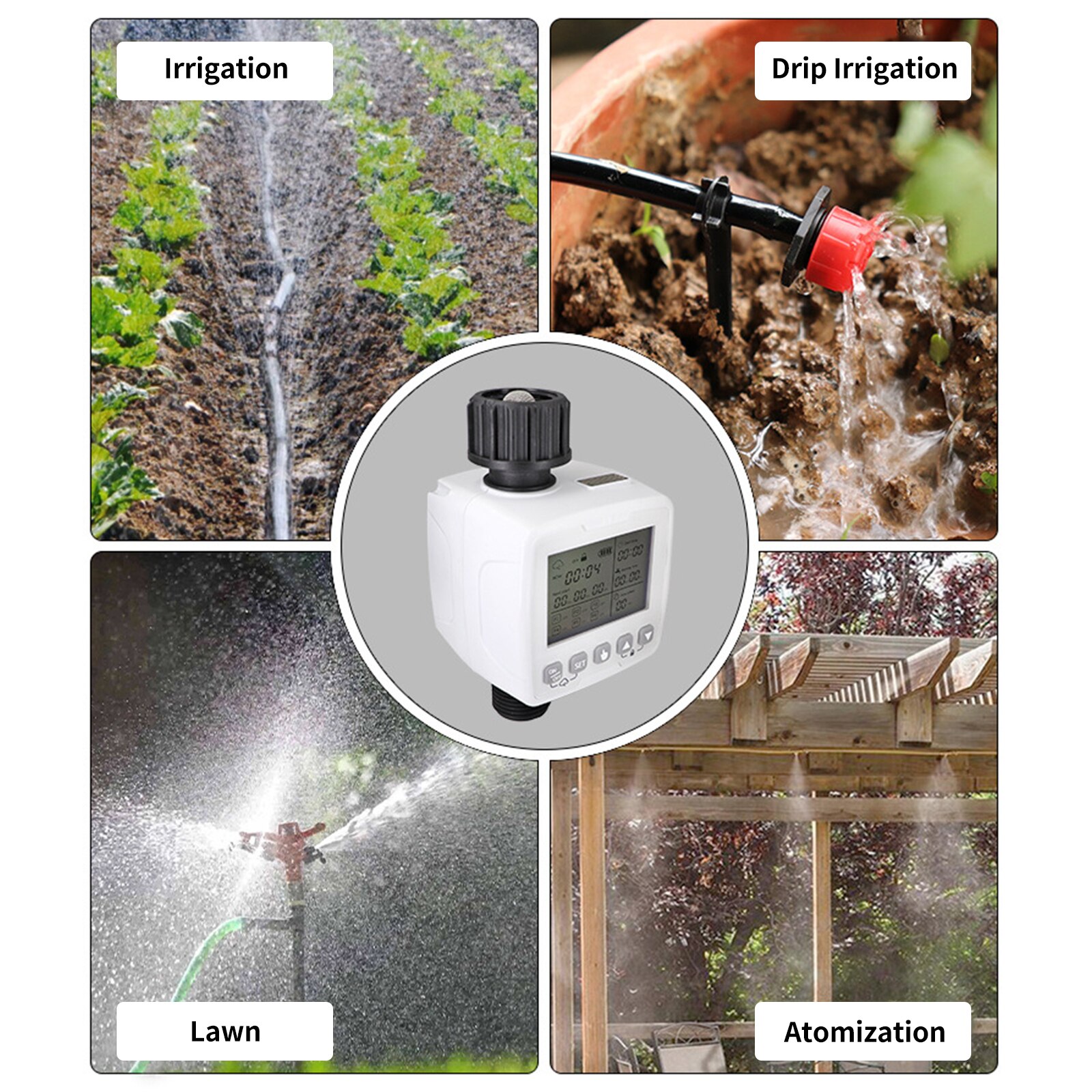 Garden Water Timer Programmable Plants Watering System Sprinkler Timer Large Screen Irrigation for Pot Plants Lawn Flower Beds