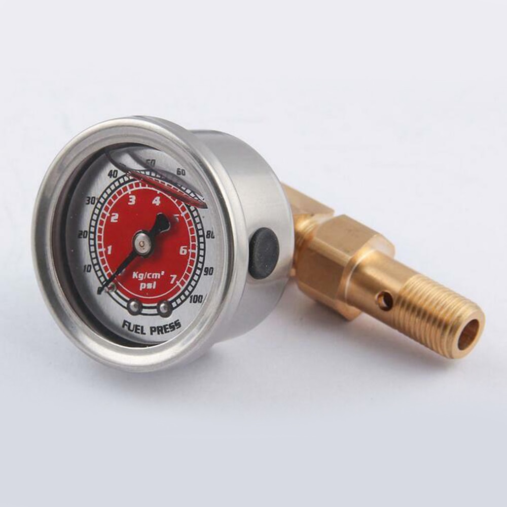 Replacement Filled Gauge Adapter Car Fuel Pressure Liquid Stainless&Metal