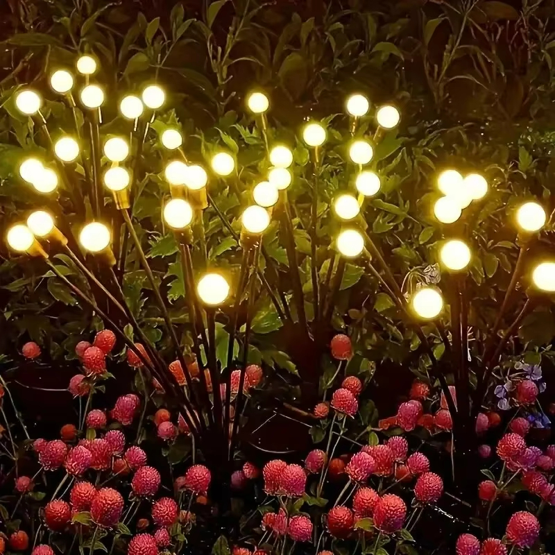 Super LED Solar Garden Lights Powered Firefly Lights Outdoor Waterproof Vibrant Garden Lights for Patio Pathway Decoration,Warm