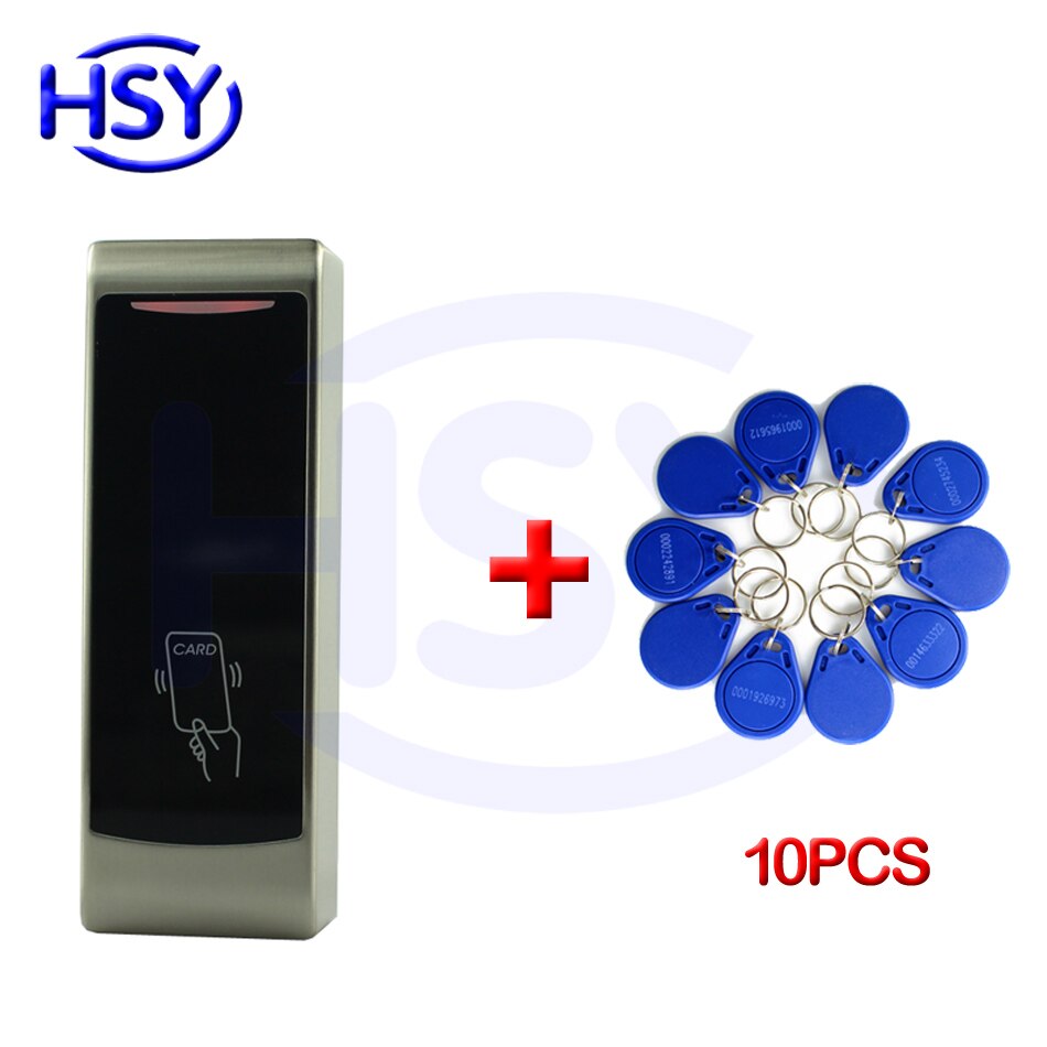 Hsy metalen behuizing touch toetsenbord standalone controller lezer rfid em kaart enkel deur toegangscontrolesysteem met 10 stuks gratis sleutelhangers: Hsy -s701
