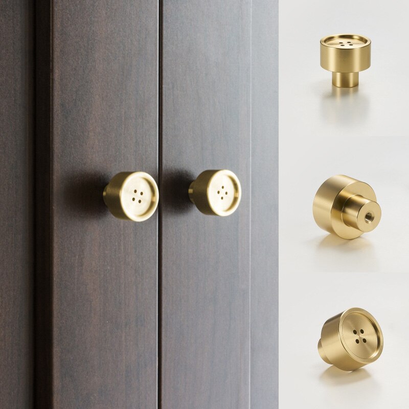 1Pcs Round Buttons Shaped Brass Drawer Pull Single Hole Door Handle Cabinet Dresser Wardrobe Knob