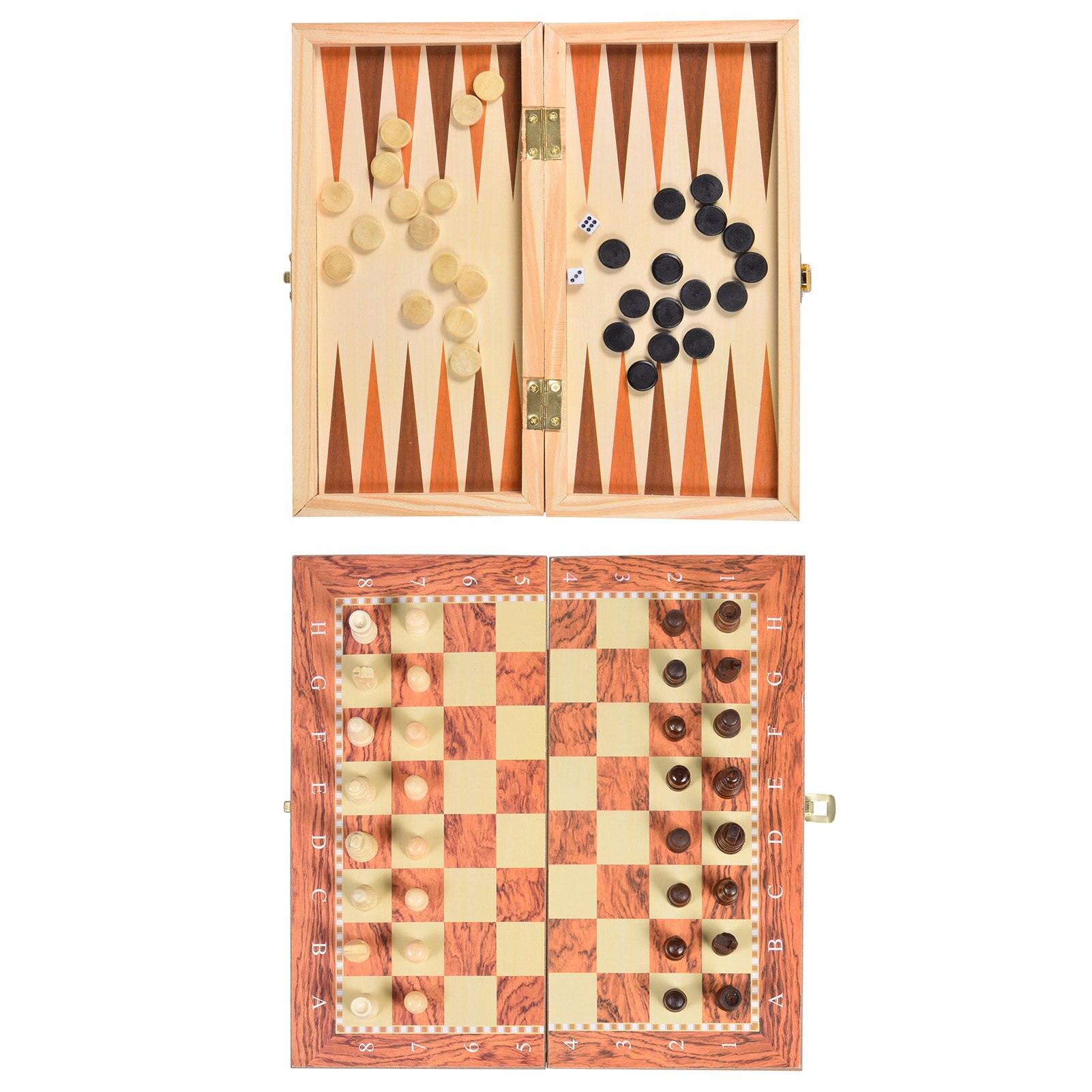 Wooden Chess Checkers Backgammon Board Game Childr... – Grandado