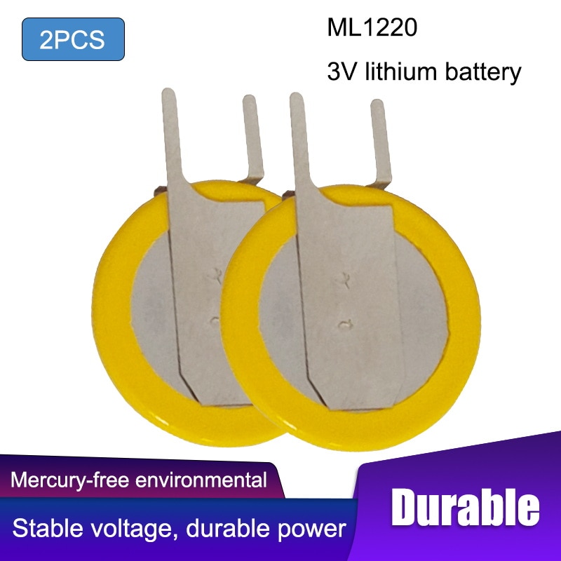2 piezas de ML1220 1220 3V 18mAh Pie de soldadura Célula de botón recargable