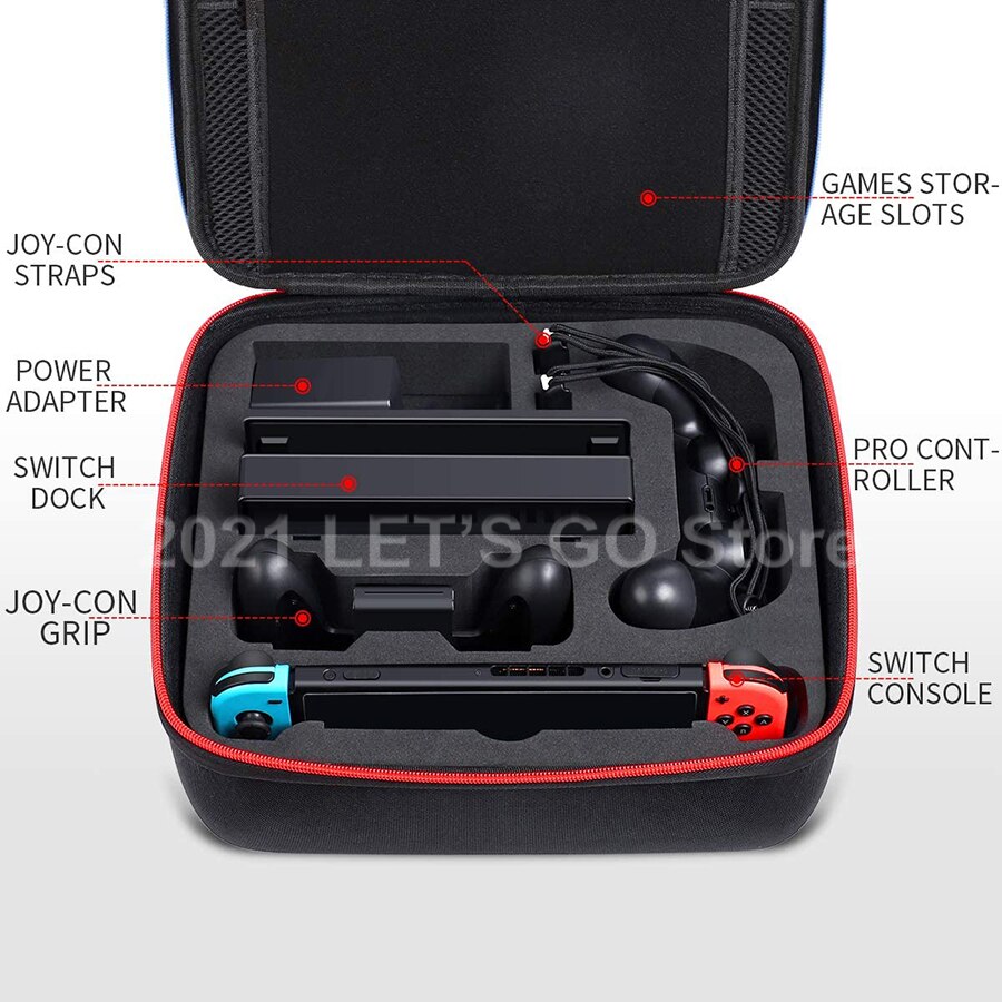 Nintendo switch hartschalen-reisetasche mit aufbewahrungsfach, 21 spielefächern und schultergurt für nintendo switch konsolenzubehör