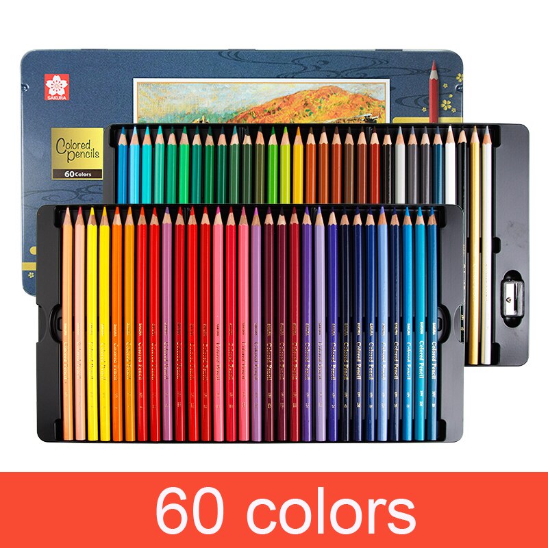 Sakura Oily Color Pencil Set 24/36/48/60/72 Color XPY36 Beginner Student Hand-painted Fine Art Painting Penci: 60 colors set