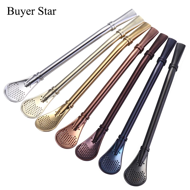 2 Pcs Smooth Flow Handmade Drinking Straw Stainless Steel Yerba Mate Tea Bombilla Straws Filtered Spoons Drinking Straw 6.22": 7 pcs Mix Color