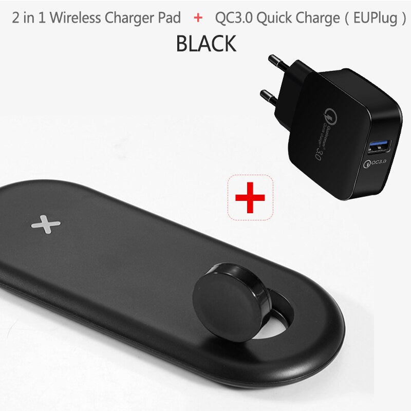 Qi caricabatterie Wireless Pad 2W orologio magnetico ricarica per Apple iWatch 5 4 3 2 1 QC3.0 ricarica rapida per iPhone 11 Pro Xs Max X 8: QC 3.0 Charge Black