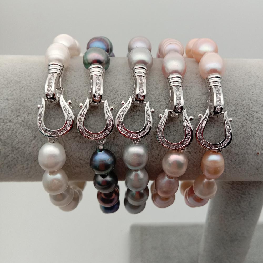 8 '10X12Mm Roze Wit Grijs Zwart Paars Rijst Parel Armband
