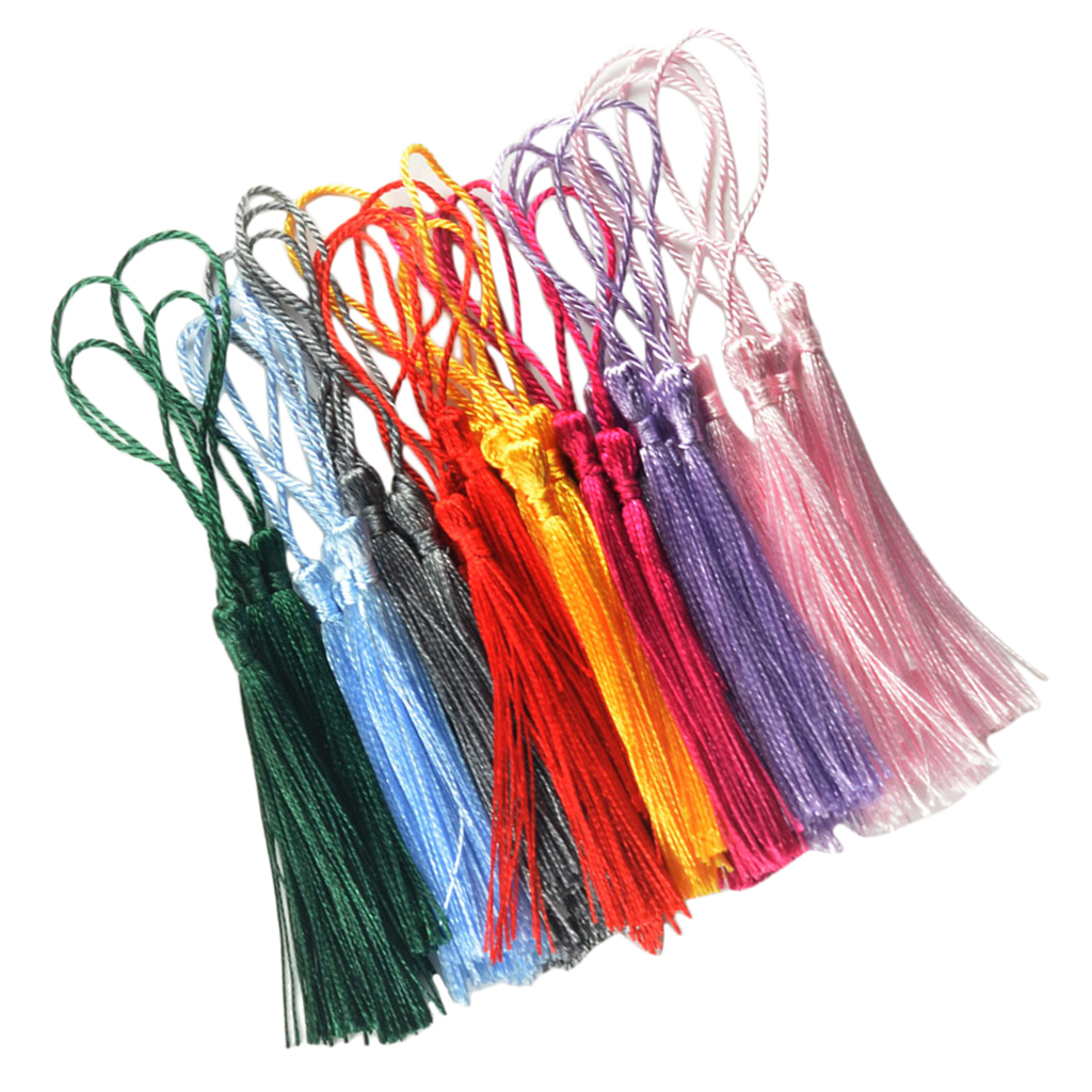 30Pcs Silky Handmade Soft Craft Mini Tassels with Loops for Bookmarks Jewelry Making, Decoration DIY Projects (Mixed)
