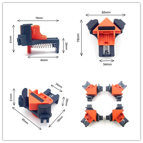 Pinzas de fijación de ángulo recto de 4 Uds., pinza esquinera multifunción de 90 grados para marco de fotos, herramienta manual útil de carpintería